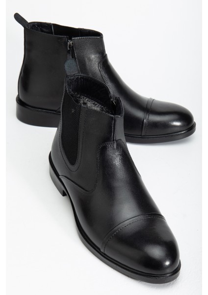 D2161 Hakiki Deri Içi Kürklü Fermuarlı Soğuk Geçirmez Erkek Bot modelleri