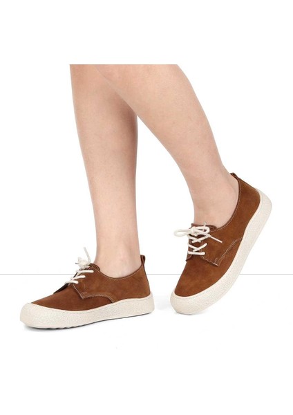Kadın Taba Bağcıklı Kalın Tabanlı Süet Deri Ayakkabı fiyatları