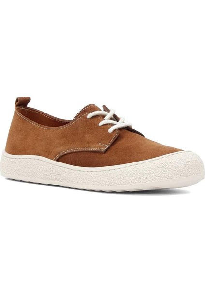 Kadın Taba Bağcıklı Kalın Tabanlı Süet Deri Ayakkabı modelleri