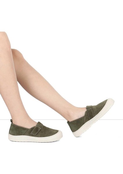 Kadın Haki Kalın Tabanlı Süet Deri Ayakkabı fiyatları