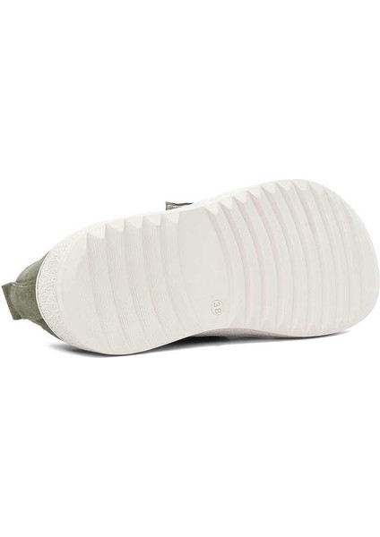 Kadın Haki Kalın Tabanlı Süet Deri Ayakkabı