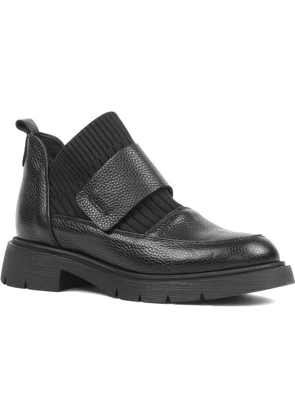 Kadın Siyah Triko Detaylı Deri Bot modelleri