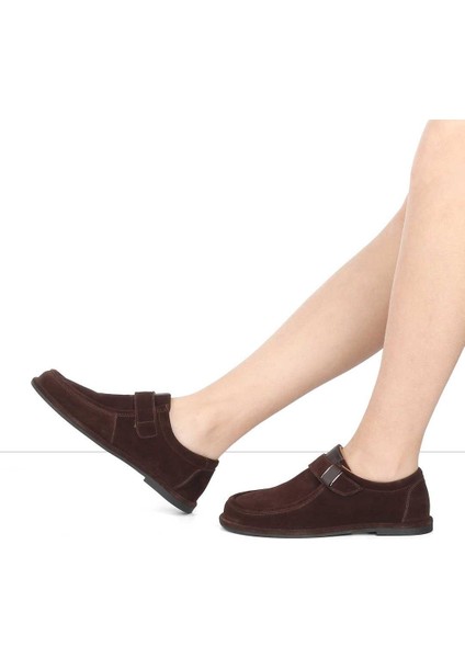 Kadın Kahverengi Tokalı Süet Deri Ayakkabı fiyatları