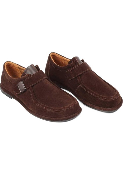 Kadın Kahverengi Tokalı Süet Deri Ayakkabı