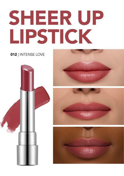 Sheer Up Yarı Saydam Renk Veren Nemlendirici Stick Parlak Ruj (012 Intense Love) 8682536012102 fiyatları