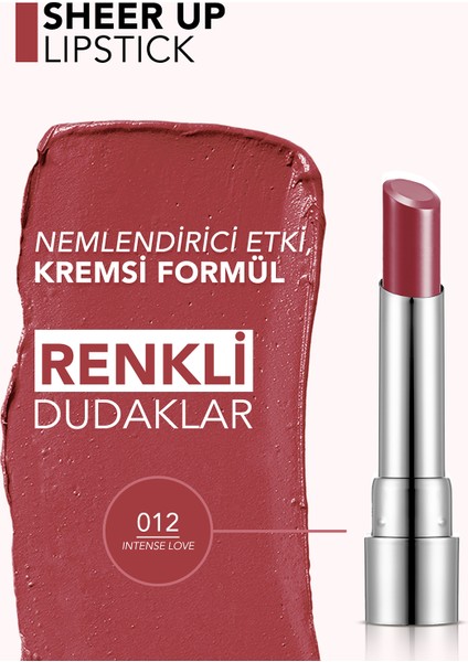 Sheer Up Yarı Saydam Renk Veren Nemlendirici Stick Parlak Ruj (012 Intense Love) 8682536012102 indirimleri