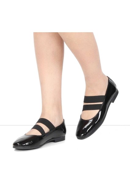 Kadın Siyah Lastikli Rugan Deri Babet fiyatları