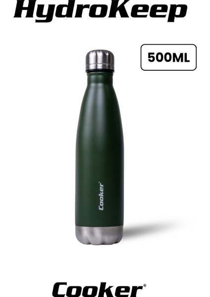 Hydrokeep 500 ml Paslanmaz Çelik Termos – Çift Kat Vakumlu, Sızdırmaz Kapaklı, 6 Saat Sıcak & Soğuk Tutma”
