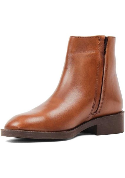 Kadın Taba Fermuarlı Kalın Topuklu Deri Bot fırsatları