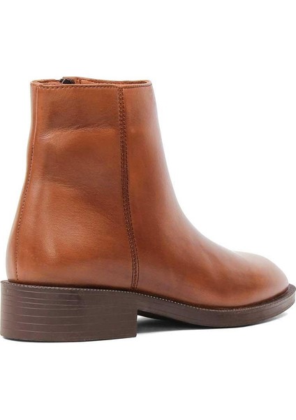 Kadın Taba Fermuarlı Kalın Topuklu Deri Bot indirimleri