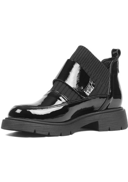 Kadın Siyah Triko Detaylı Rugan Deri Bot fırsatları