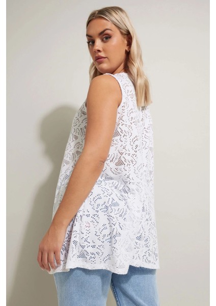 Büyük Beden V Yaka Sıfır Kol Astarsız Dantel Bluz 304098 indirimleri