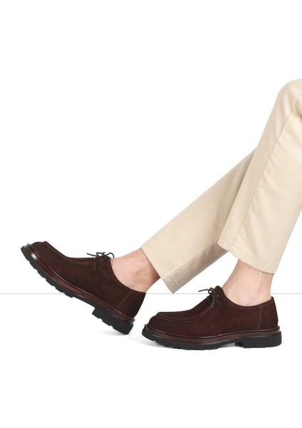 Erkek Kahverengi Bağcıklı Nubuk Deri Günlük Ayakkabı fiyatları