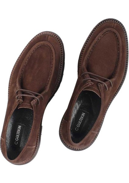 Erkek Kahverengi Bağcıklı Nubuk Deri Günlük Ayakkabı