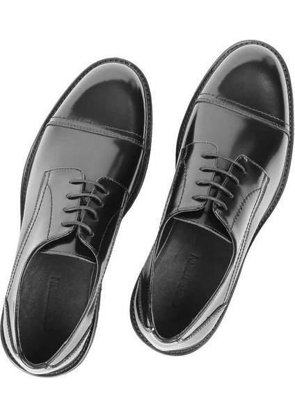 Erkek Siyah Bağcıklı Açma Deri Klasik Ayakkabı