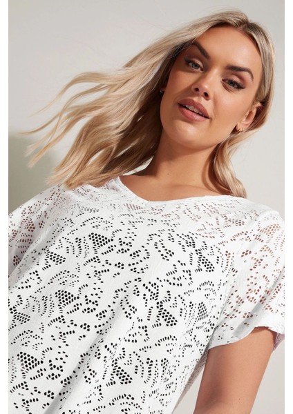 Büyük Beden V Yaka Kolsuz Astarsız Dantel T-Shirt 304092 fırsatları