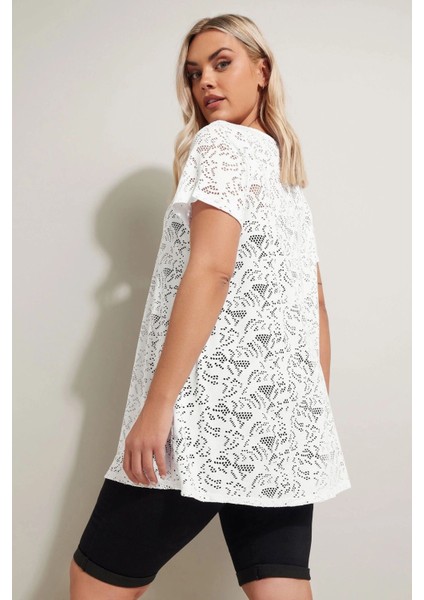 Büyük Beden V Yaka Kolsuz Astarsız Dantel T-Shirt 304092 indirimleri