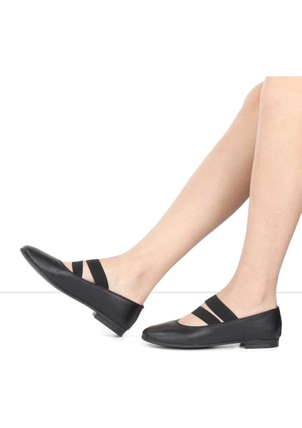 Kadın Siyah Lastikli Deri Babet fiyatları