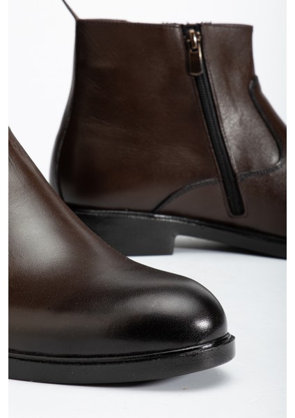 D2145 Hakiki Deri Içi Kürklü Fermuarlı Soğuk Geçirmez Erkek Bot fırsatları