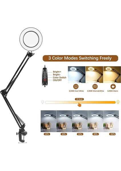 MB-600 3 Modlu Ledli Masa Büyüteç