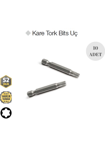 5242 Kare Tork Bits Uç T30 x 75 mm - 10 Adet