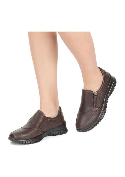 Kadın Kahverengi Kalın Tabanlı Deri Ayakkabı fiyatları