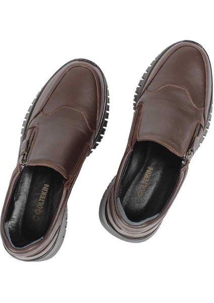 Kadın Kahverengi Kalın Tabanlı Deri Ayakkabı