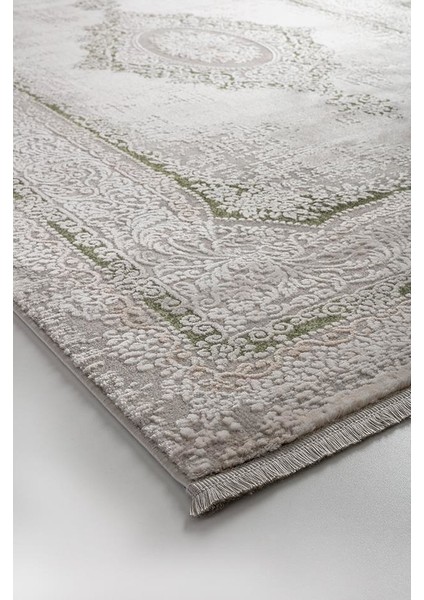 Ezgi TW 5664 Makine Halısı (Beyaz/Yeşil) - 148x230 cm fırsatları