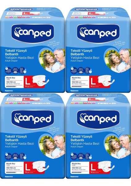 Hasta Bezi Yetişkin Bel Bantlı Tekstil Yüzey L - Büyük - Large 56 Adet (4pk*14)