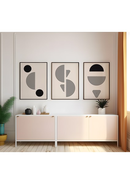 Ahşap Çerçeveli 3'lü Poster Tablo Seti | Modern Stil Minimal Duvar Dekoru