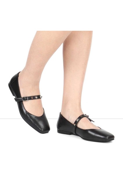 Kadın Siyah Tokalı Deri Babet fiyatları