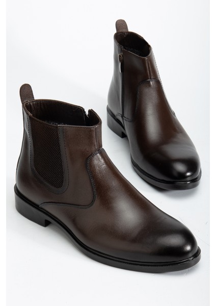 D2145 Hakiki Deri Içi Kürklü Fermuarlı Soğuk Geçirmez Erkek Bot modelleri