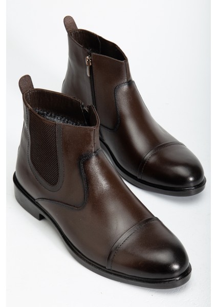 D2161 Hakiki Deri Içi Kürklü Fermuarlı Soğuk Geçirmez Erkek Bot fiyatları