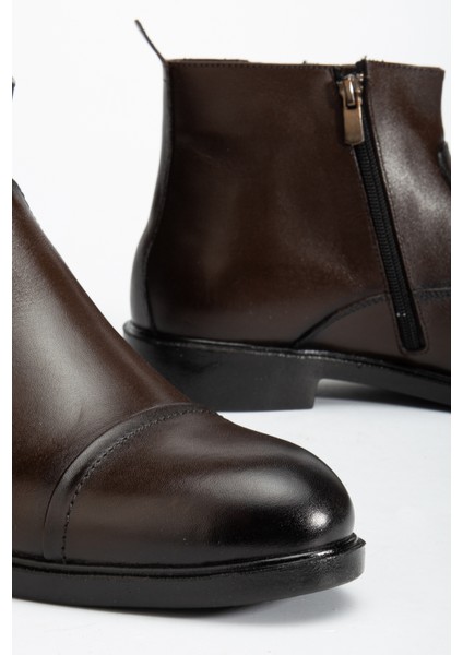 D2161 Hakiki Deri Içi Kürklü Fermuarlı Soğuk Geçirmez Erkek Bot fırsatları