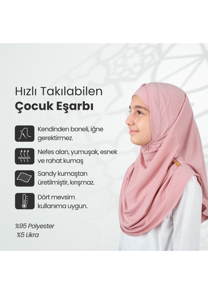 Pratik Hazır Geçmeli Boneli Çocuk Şal Pembe fiyatları