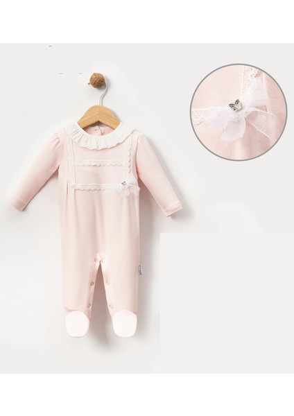 Pile Yakalı Fistolu Bebe Kız Tulum