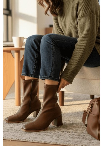 Lirya Kahverengi ( 8 cm Topuklu ) Günlük Kullanım Kadın Botu fiyatları