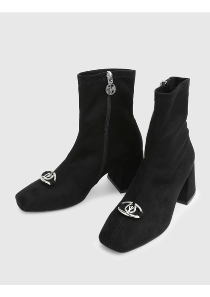 Rilinda Hakiki Strech Süet Deri Siyah Kadın Topuklu Bot fiyatları