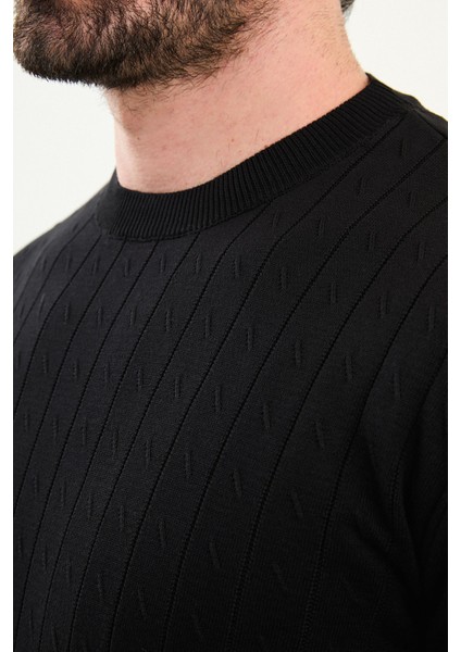 Desenli Slim Fit Bisiklet Yaka Erkek Triko Kazak fiyatları