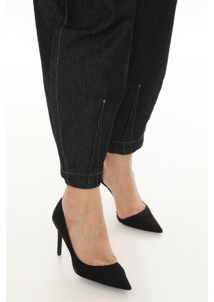 Büyük Beden Kadın Mom Fit Yüksek Bel Beli Lastikli Kot Pantolon fiyatları