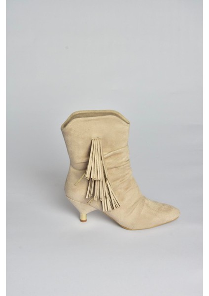 V404022202 Ten Süet Alçak Topuklu Püsküllü Kadın Bot indirimleri