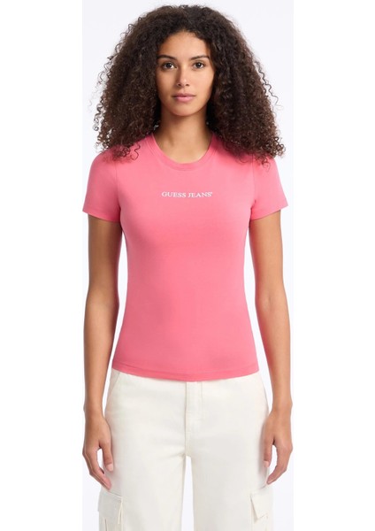 Gj Ss Cn Slim Kadın Pembe Slim Fit T-Shirt W4YI01J1314-A619