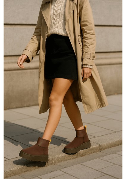 Slavia Kahverengi (4.5 Cm) Içi Kürklü Streçli Günlük Kullanım Bot