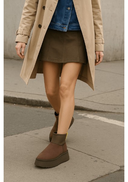 Slavia Kahverengi (4.5 Cm) Içi Kürklü Streçli Günlük Kullanım Bot modelleri