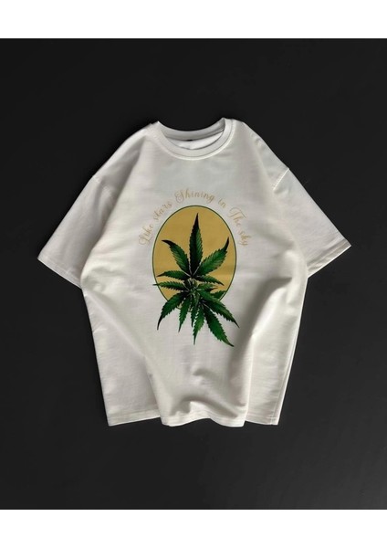 Mdb Ön ve Arka Baskılı Oversize Bisiklet Yaka Tshirt Beyaz