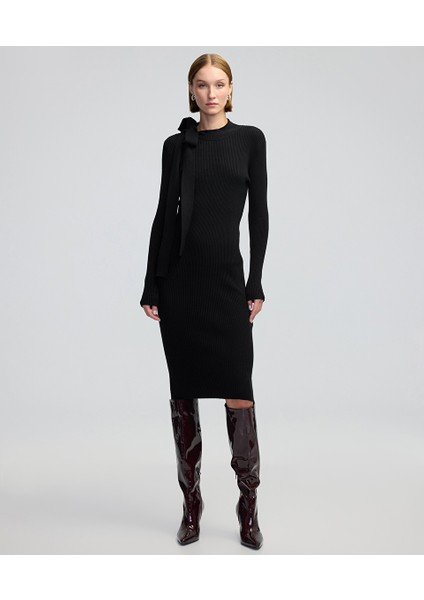 Boyundan Bağlamalı Triko Elbise IW6240002300001