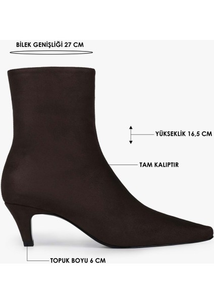 Kadın Lulu Acı Kahve Süet Kısa Topuklu Bot fiyatları