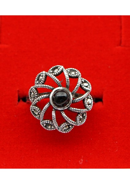 925 Ayar Kadın Gümüş Oltu Taşı Yüzük SY00030 modelleri