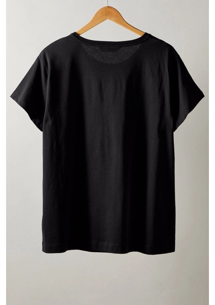 Büyük Beden Bisiklet Yaka Kısa Kollu Taş Yapıştırma Basic T-Shirt 615350