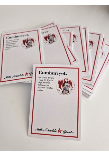 Cumhuriyet Yazılı 7*10 cm Çok Amaçlı Kart 20 Adet fiyatları